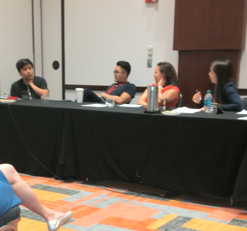 From left: Jay Caspian Kang, Jeff Guo, Tracy Jan and Iris Kuo at the Asian American Journalists Association convention in Philadelphia on Thursday. (Richard Prince)